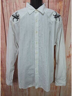 MMA Elite Mens White Button-Up Shirt XXL Fleur-De-Lis Print